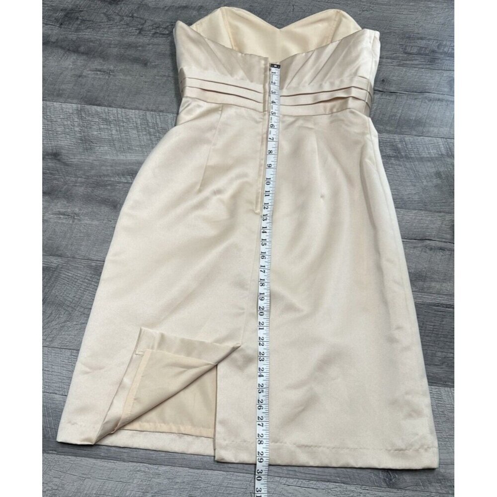 Alfred Angelo Strapless Dress Womens 10 Gold Bridesmaid Cocktail Mini Bow Lined - Picture 8 of 10